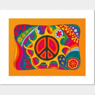 Psychedelic Flaming Peace Posters and Art